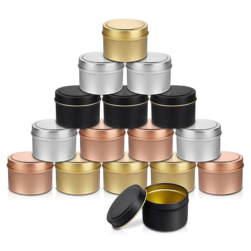 Kundenspezifischer runder, leerer 4-Unzen-, 6-Unzen-, 8-Unzen-Roségold-Kerzendosenbehälter aus Metall mit Deckel