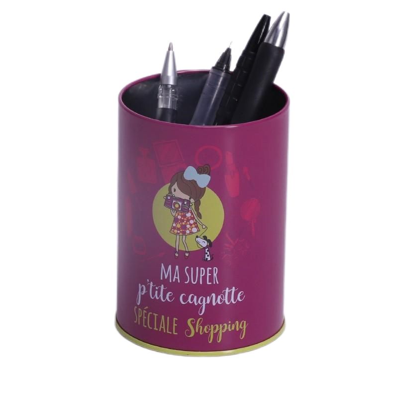 round tin pencil holder