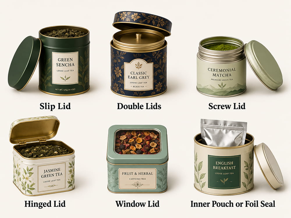 tea tin lids options