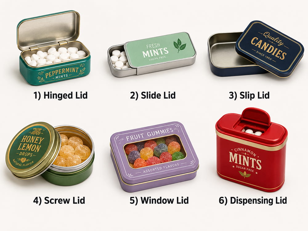 candy tin lids options