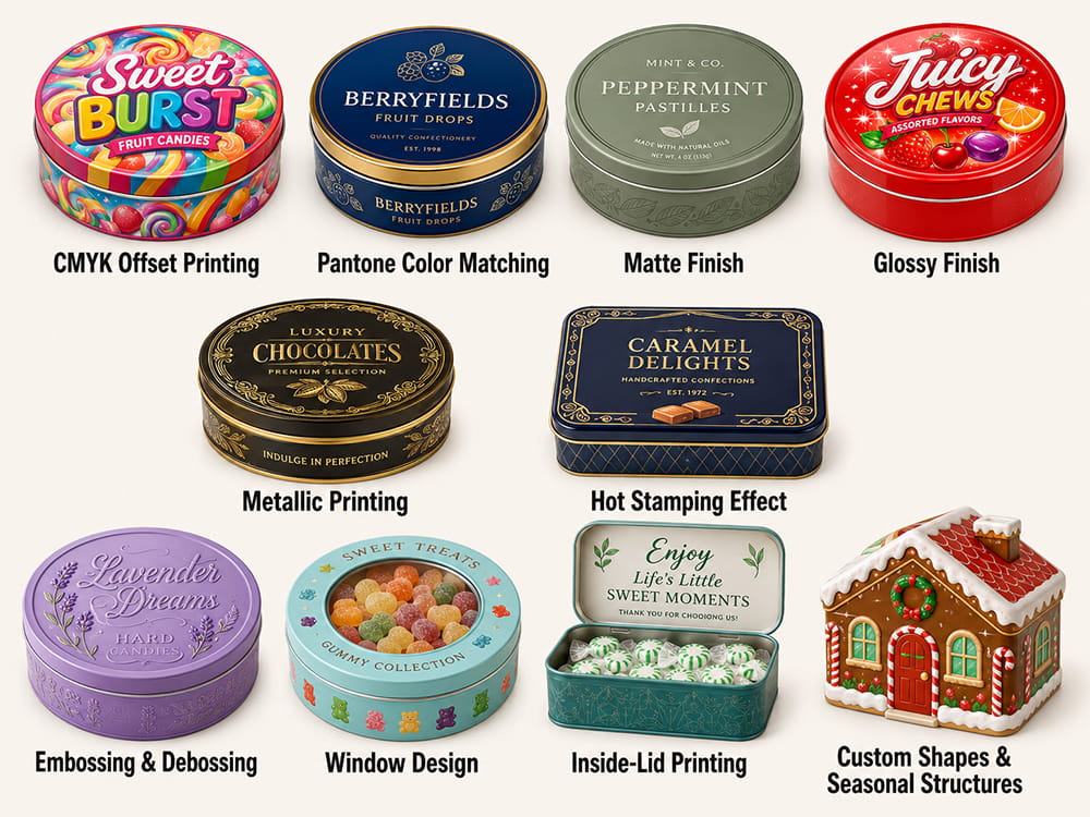 candy tin surface printing options