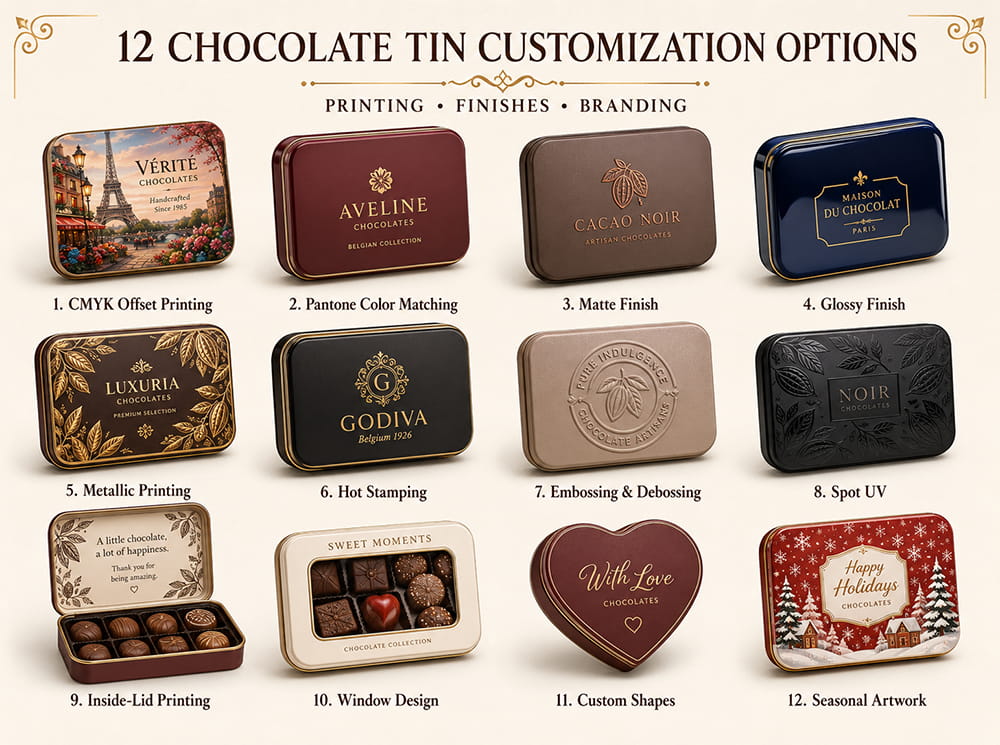 Chocolate tin customization options