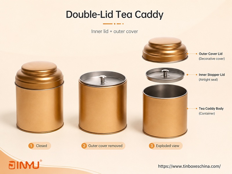 Double-Lids Tea Caddy