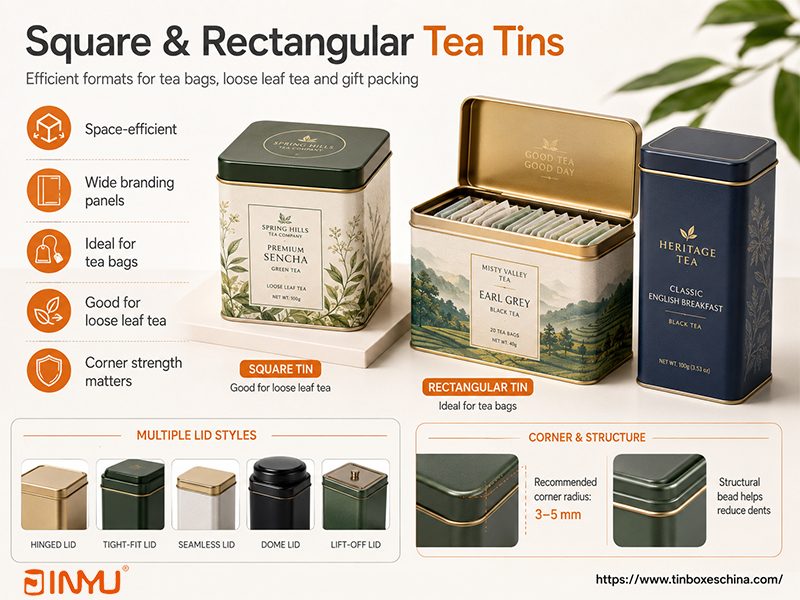Square and Rectangular Tea Tins